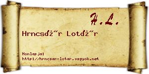 Hrncsár Lotár névjegykártya